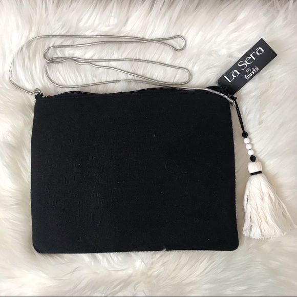 La Sera by franchi Crossbody/Clutch Blk Wht NWT - Picture 3 of 11